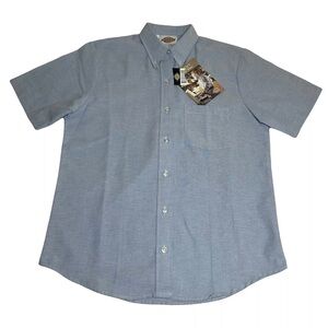 Dickies Blue Oxford Button Down Short Sleeve Shirt Blouse Women’s Size 8 (NEW)